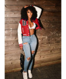 Casual Patchwork Long Sleeve Baseball Jacket WSYF-5958