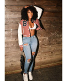 Casual Patchwork Long Sleeve Baseball Jacket WSYF-5958