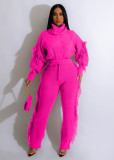Solid Color Knits Long Sleeve Tassel Two Piece Set CM-8646