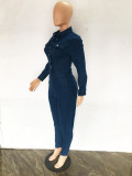 Plus Size Fashion Long Sleeve Slim Denim Jumpsuit LX-3538