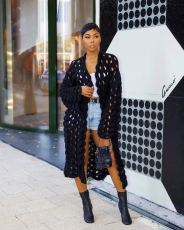 Casual Knits Hollow Out Long Cardigan Sweater CM-8648