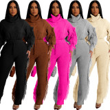 Solid Color Knits Long Sleeve Tassel Two Piece Set CM-8646
