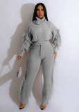 Solid Color Knits Long Sleeve Tassel Two Piece Set CM-8646