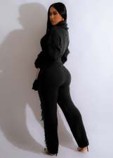 Solid Color Knits Long Sleeve Tassel Two Piece Set CM-8646