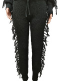 Solid Color Knits Long Sleeve Tassel Two Piece Set CM-8646