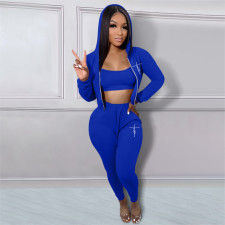 Plus Size Print Tank Top+Coat+Pants 3 Piece Set XMF-205