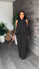 Casual Solid Sleeveless Tops And Pants Two Piece Set MIL-L389