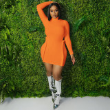 Solid Long Sleeve Bodycon Mini Dress DDF-88123