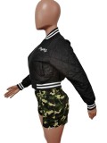 Letter Embroidery Long Sleeve Baseball Jacket MEM-88464