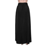 Fashion Solid Zipper Split Midi Skirt SH-390442