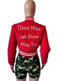 Letter Embroidery Long Sleeve Baseball Jacket MEM-88464