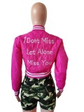Letter Embroidery Long Sleeve Baseball Jacket MEM-88464