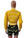 Letter Embroidery Long Sleeve Baseball Jacket MEM-88464