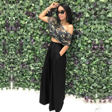 Plus Size Solid Color Loose Wide Leg Pant SH-390440