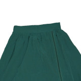 Fashion Solid Zipper Split Midi Skirt SH-390442