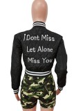 Letter Embroidery Long Sleeve Baseball Jacket MEM-88464