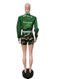 Letter Embroidery Long Sleeve Baseball Jacket MEM-88464