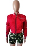 Letter Embroidery Long Sleeve Baseball Jacket MEM-88464