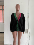 Casual Color Blocking Short Knits Coat TR-1242