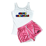 Casual Sports Print Tank Top And Shorts Two Piece Set SHD-9415