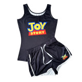 Casual Sports Print Tank Top And Shorts Two Piece Set SHD-9415