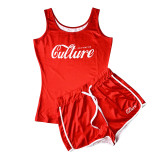 Casual Sports Print Tank Top And Shorts Two Piece Set SHD-9415