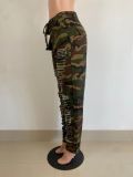 Fashion Camouflage Print Hole Casual Pants LSL-6504