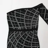 Sexy Hot Drilling One Shoulder Split Maxi Dress CYA-900157