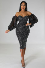 Sexy Tube Tops Sequin Bodycon Dress XHXF-339