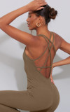 Solid Color Sleeveless Skinny Yoga Jumpsuit MZ-2771