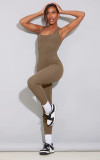 Solid Color Sleeveless Skinny Yoga Jumpsuit MZ-2771