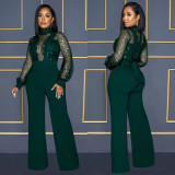 Solid Hollow Out See Through Tie Up Jumpsuit BY-6053