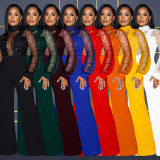 Solid Hollow Out See Through Tie Up Jumpsuit BY-6053