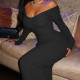 Plus Size Solid Big V Neck Off Shoulder Slim Midi Dress XHSY-19522