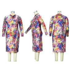Fashion Plus Size Snake Print Slim Midi Dress XHSY-19521