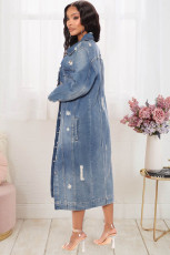 Fashion Holes Long-sleeved Denim Windbreaker Jacket LX-3541