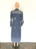 Fashion Holes Long-sleeved Denim Windbreaker Jacket LX-3541