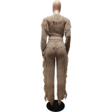 Casual Solid Knits Long Sleeve Tassel Two Piece Set CM-8647