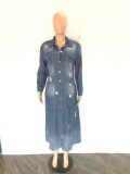 Fashion Holes Long-sleeved Denim Windbreaker Jacket LX-3541