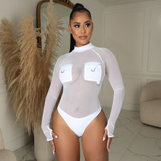Sexy Mesh See Through Bodysuit GBTF-6912