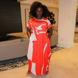 Plus Size Print Short Sleeve Maxi Dress NNWF-3009