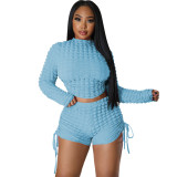 Fashion Solid Color Pullover And Short Backless 2 Piece Set YD-8681