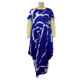 Plus Size Print Short Sleeve Maxi Dress NNWF-3009