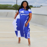 Plus Size Print Short Sleeve Maxi Dress NNWF-3009