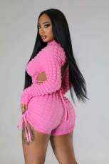 Fashion Solid Color Pullover And Short Backless 2 Piece Set YD-8681