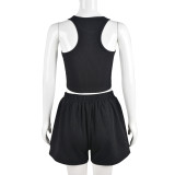 Fashion Embroidery Tank Top And Short Two Piece Set  GBTF-8985