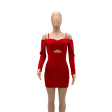 Sexy Sling Long Sleeve Slim Mini Dress GYLY-9968