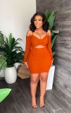 Sexy Sling Long Sleeve Slim Mini Dress GYLY-9968