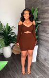 Sexy Sling Long Sleeve Slim Mini Dress GYLY-9968