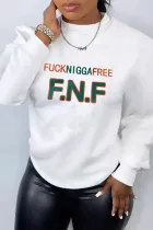 Plus Size Letter Print Long Sleeve Loose Sweatshirt GQF-8022